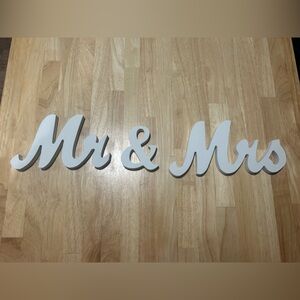 Small Vintage Mr & Mrs White Wooden Letters; Wedding Decor